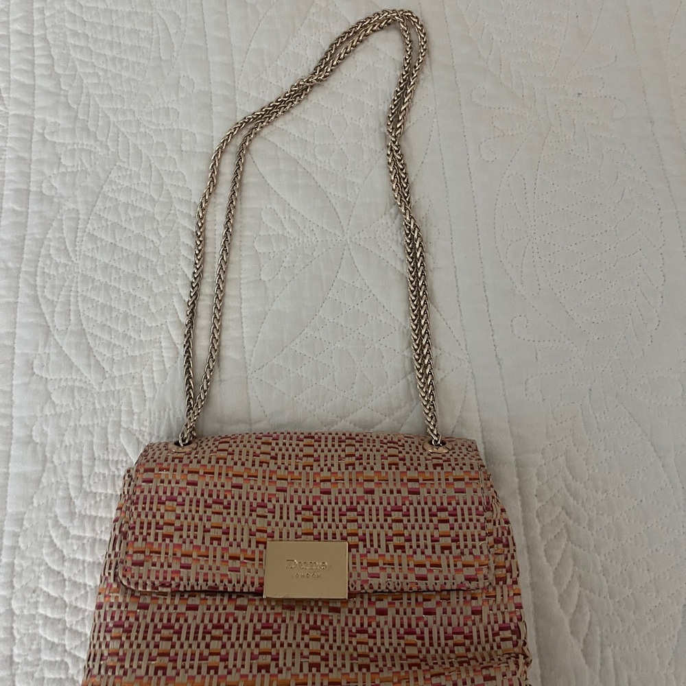 Dune London Pink and Tan Woven Shoulder Bag